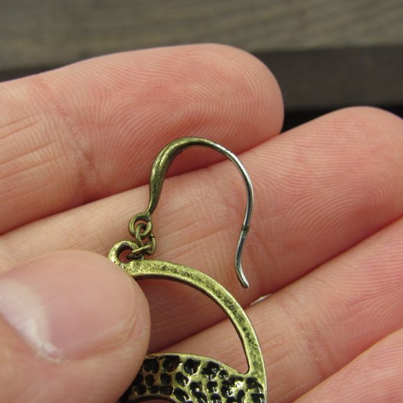 Odd Crater Style Dangle Earrings Vintage Costume - Picture 3 of 5